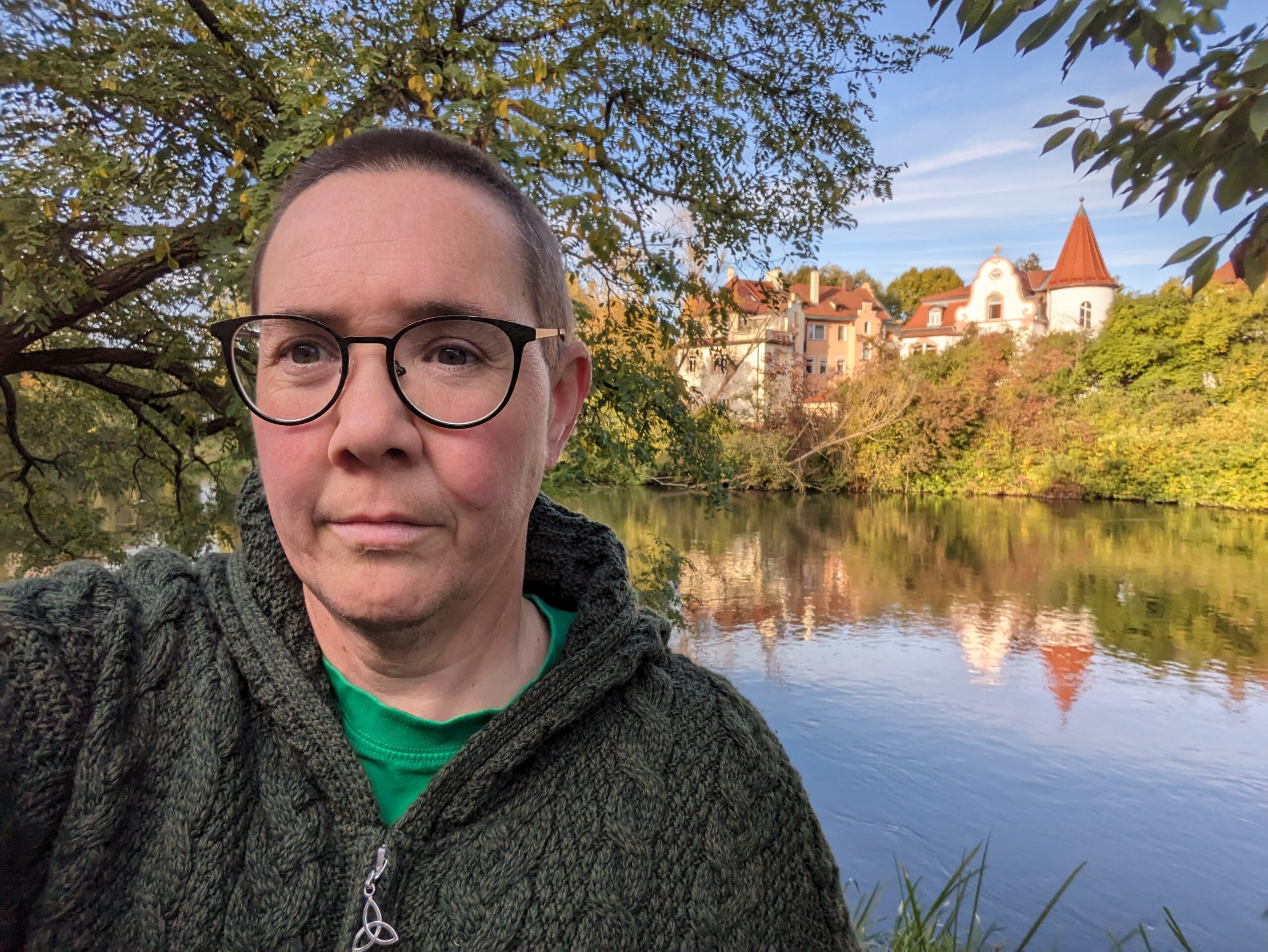 Sarah Swift standing by the river in Bamberg