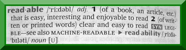 Enjoyable is part of the definition of "readable."